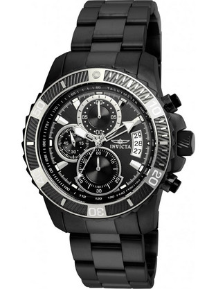 Invicta Pro Diver Ανδρικό Ρολόι Χρονογράφος με Μαύρο Μεταλλικό Μπρασελέ 22417
