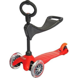 Micro Mini 3 In 1 Παιδικό Πατίνι Τρίτροχο με Κάθισμα & Φωτάκια Κόκκινο