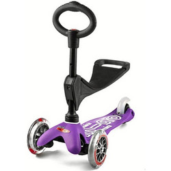 Micro Mini 3 In 1 Deluxe Αναδιπλούμενο Παιδικό Πατίνι Τρίτροχο με Κάθισμα & Φωτάκια Μωβ MMD012