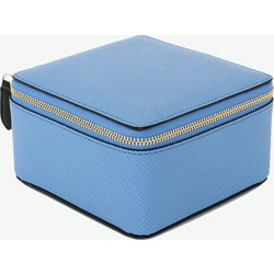 Smythson Square Large Trinket Case Nile Leather Blue