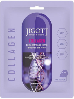 Jigott Collagen Real Ampoule Sheet Μάσκα Προσώπου για Καταπράυνση με Κολλαγόνο 27ml