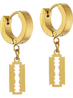 Ghetto New Fashion Jewelry Kpop Razor Σκουλαρίκια 18k Χρυσά