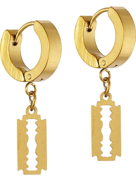 Ghetto New Fashion Jewelry Kpop Razor Σκουλαρίκια 18k Χρυσά