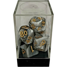 Κάισσα - Dual Black-White/Gold Polyhedral 7-Die Set
