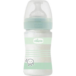Chicco Well Being Γυάλινο Μπιμπερό με Θηλή Σιλικόνης κατά των Κολικών 0m+ Mint 150ml