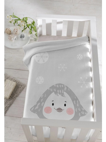 Pielsa Baby Little Penguin Κουβέρτα Αγκαλιάς Βελουτέ 80x110 Γκρι