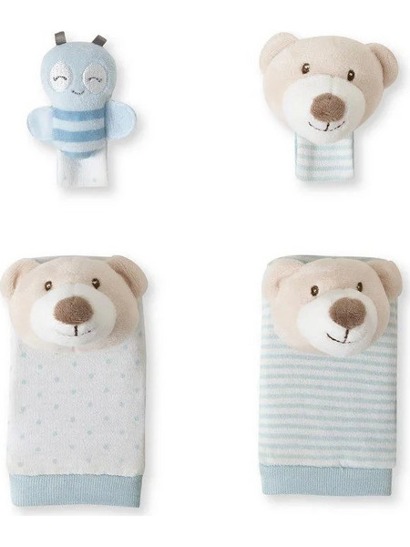 Interbaby Bear Σετ 4 Τμχ Καλτσάκια & Περικάρπια Κουδουνίστρες Blue