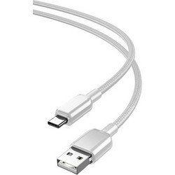 USB A 2.0 Cable Male To Micro USB 5A PVC Shiny Cororfull Braided White 1m XO NB249 Καλώδιο Φόρτισης