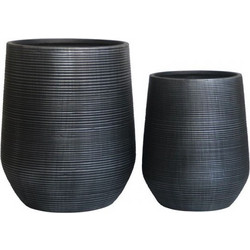 Flower Pot-17 Set 2 Τεμαχίων, Cement Απόχρωση Anthracite