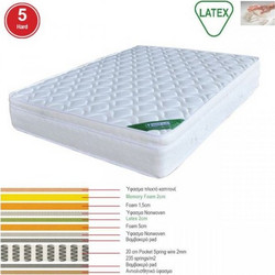 Woodwell Memory Foam + Latex Διπλό 150x200cm E2019,40
