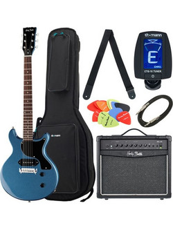 Harley Benton DC-Junior Pelham Blue Bundle