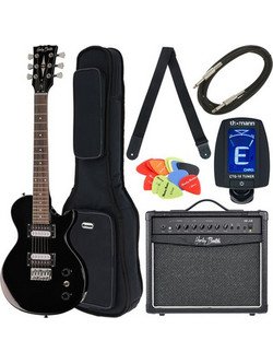 Harley Benton SC-200 BK Student Series Bundle Ηλεκτρική Κιθάρα Single Cut με HH Μαγνήτες και Ταστιέρα Maple