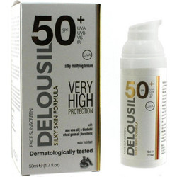 Delousil Silky Skin Formula Matte Αντηλιακή Κρέμα Προσώπου Αντιγηραντική με Χρώμα SPF50+ 50ml