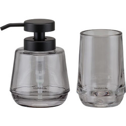 Αξεσουάρ Μπάνιου Σετ Γυάλινο Mood Soap Dispenser & Cup Bathroom Grey Sealskin 2Τεμ
