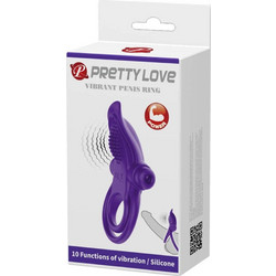 Pretty Love Vibrant Penis Ring Ελαστικό Δαχτυλίδι Πέους Σιλικόνης με Δόνηση Μωβ