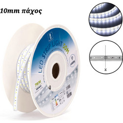 LED Ταινία Αδιάβροχη IP65 50m Ψυχρό Λευκό 6500K 220V 7W/m 650lm/m 10mm SMD 5050 (Τιμή ανά Μέτρο) Aigostar