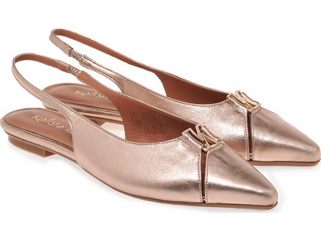 Γυναικείο Slingback Δερμάτινo Σε Χρώμα Ροζ Χρυσό KALISTA 2241058
