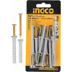 Σετ Βίδες με Βύσματα 10τεμ 5.0 x 90mm HWNAK5009012 Ingco