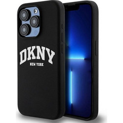 DKNY Liquid Silicone White Printed Logo MagSafe Back Cover Black (iPhone 14 Pro)