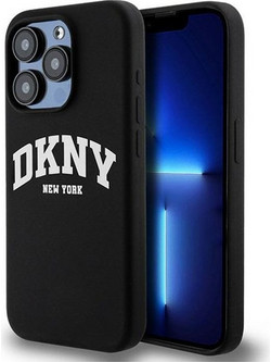 DKNY Liquid Silicone White Printed Logo MagSafe Back Cover Black (iPhone 14 Pro)