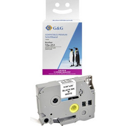 G&G Label Tape 24mmx8m B/W compatible with Brother TZe-251