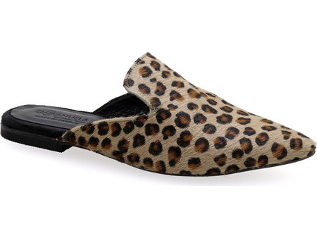 Emmanuela Flat μυτερά mules παντόφλες λεοπάρντ