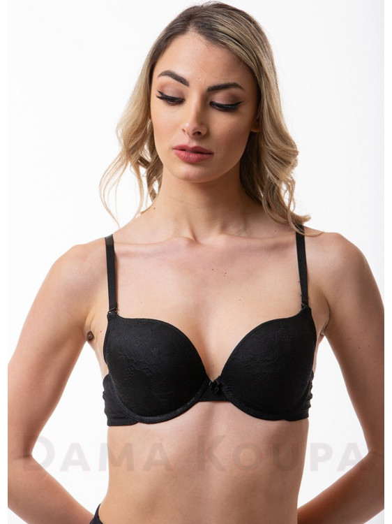 Miss Rosy Σουτιέν Push Up με Μπανέλα Μαύρο