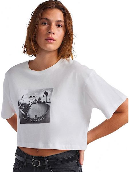 VANS RHYTHM RELAXED CROP SS VN000RCHWHT-WHT Λευκό