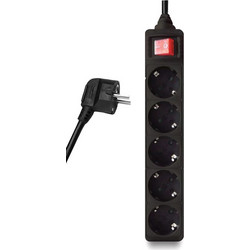 POWERTECH πολύπριζο PT-875, 5x schuko, 16A, 1.5m, μαύρο