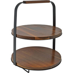 Εταζέρα Διώροφη 841516 26x26x30,5cm Brown-Black Ankor Μέταλλο,Ξύλο