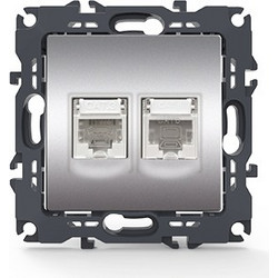 PRIME ΠΡΙΖΑ ΤΗΛΕΦΩΝΟΥ 1xRJ11 CAT3 IP20 & ΠΡΙΖΑ ΔΙΚΤΥΟΥ 1xRJ45 CAT6 UTP IP20 MAT ΑΛΟΥΜΙΝΙΟ ACA - 1000113403