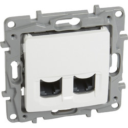 Πρίζα Δικτύου Διπλή RJ 45 UTP Cat6 Λευκή Legrand Niloe - 764574