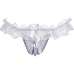Women Lace Cortchless T-string White