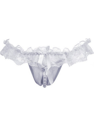 Women Lace Cortchless T-string White