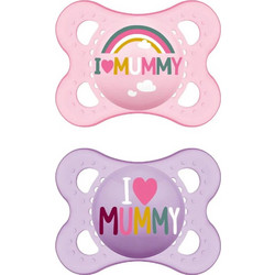 Mam I Love Mummy & Daddy Ανατομική Ορθοδοντική Πιπίλα Σιλικόνης 2-6m Ροζ Μωβ 115S
