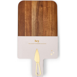 The Garth - Board & Knife Set | Acacia Wood & Χρυσό Inox