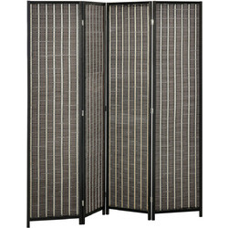 Πτυσσόμενο Διαχωριστικό Δωματίου Pine Bamboo 180 x 180 cm Καφέ Μαύρο