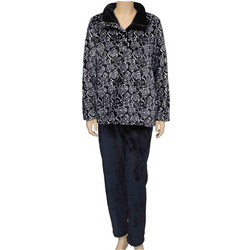 Koyote Σετ Γυναικείες Πιτζάμες Χειμωνιάτικες Fleece Μαύρες KG5151