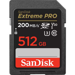 Sandisk Extreme Pro SDXC 512GB Class 10 U3 V30 UHS-I 170MB/s