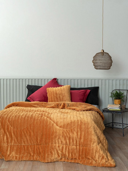 Palamaiki Κουβερτοπάπλωμα Υπέρδιπλο 220x240 Jacquard Flannel Gwen Gold
