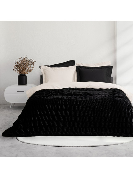 Κουβέρτα 220x240 Υπέρδιπλη 680gsm Nima Mossy- Black