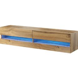 Έπιπλο Τηλεόρασης Ξύλινο Vigo New με Φωτισμό LED Wotan Oak Μ180xΠ30xΥ40cm