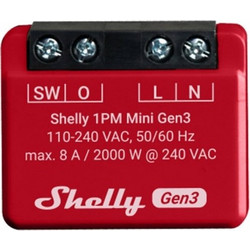 Shelly 1PM Mini Gen3 Ενδιάμεσος Διακόπτης Wi-Fi - Bluetooth - Κόκκινο