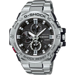 Casio G-Shock Ανδρικό Ρολόι Χρονογράφος Solar με Ασημί Μεταλλικό Μπρασελέ GST-B100D-1AER