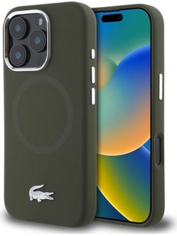 LACOSTE Iphone 16 Pro Max 6.9 Khaki Hardcase Silicone Croco Logo Magsafe - (LCHMP16XSMAB)