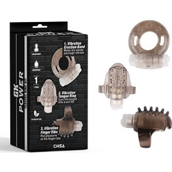 Chisa Novelties Mini Toys Teasers Ring Σετ Ελαστικά Δαχτυλίδια Πέους Σιλικόνης με Δόνηση Διαφανή 3τμχ