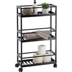 Ραφιέρα μπάνιου με 3 ράφια και ρόδες bamboo 75x44,50 x20 cm Eurocasa