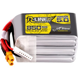 Tattu R-Line Version 5.0 850mAh 22.2V 6S 150C Lipo Battery Pack with XT30U-F Plug
