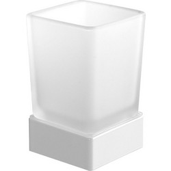 Ποτηροθήκη Quattro 859166 6x6x12cm White Mat Karag Ανοξ.Ατσάλι,Γυαλί