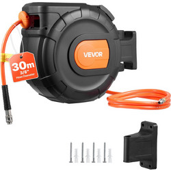 VEVOR Αναδιπλούμενος Τροχός Αεροσωλήνα 30μ x 9.5mm, 300PSI, Αυτόματης Επαναφοράς με Βάση Τοίχου 180 KQRGJPOGFBSW7ZD39002V0